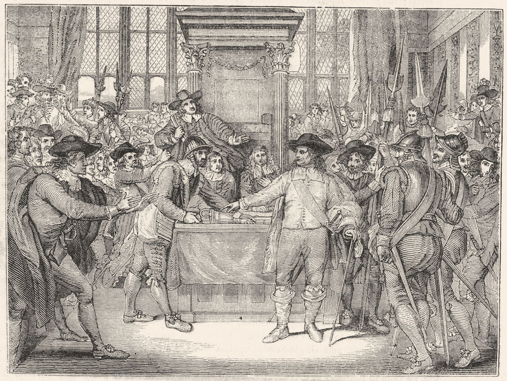 POLITICS. Cromwell dissolving long Parliament 1845 old antique print picture